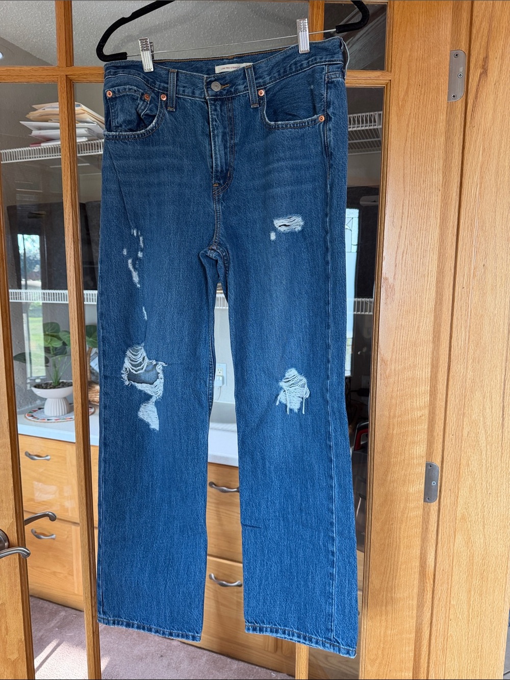 Levi’s Distressed Blue Straight-Leg Jeans